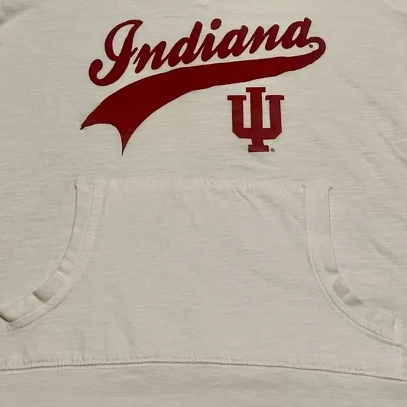 VTG Red Oak Womens Indiana Hoosiers Football White Pullover Hoodie Shirt Medium - Picture 2 of 5